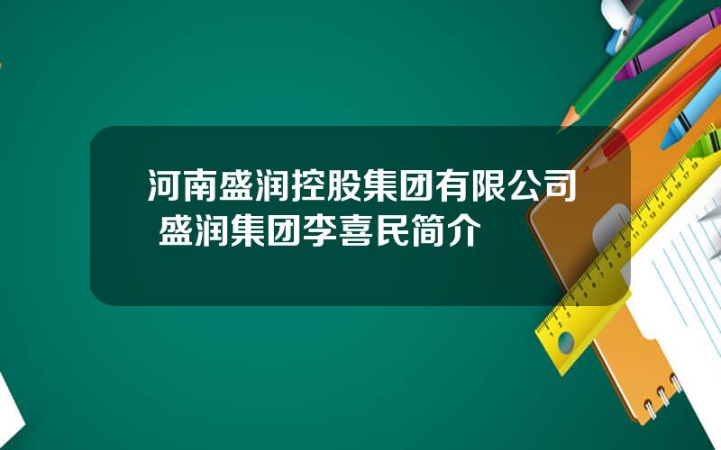 河南盛润控股集团有限公司 盛润集团李喜民简介